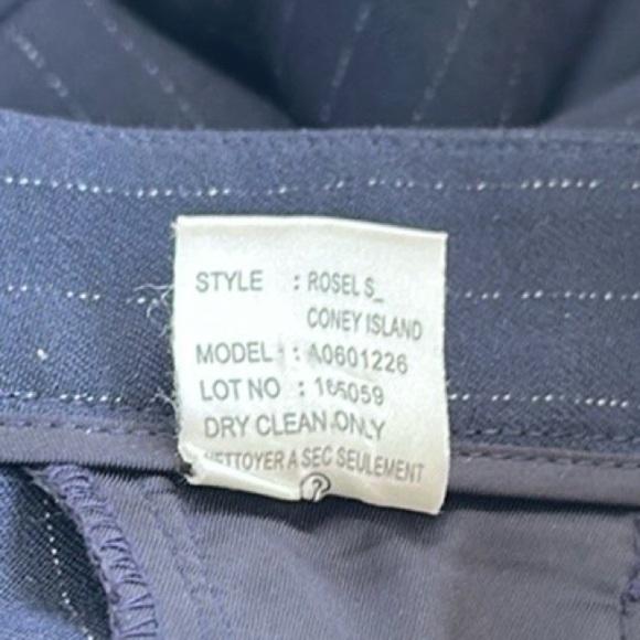 THEORY Navy Rosel Pinstriped Wool Blend Pants Office Career Slacks Size 10 - Picture 7 of 7